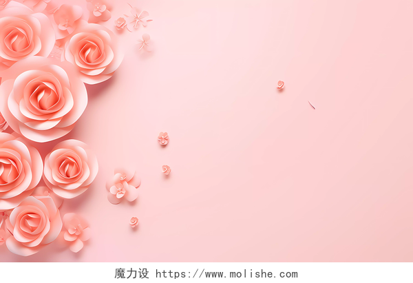 粉色玫瑰简约唯美浪漫情人节花瓣鲜花展板背景花瓣鲜花背景感恩节